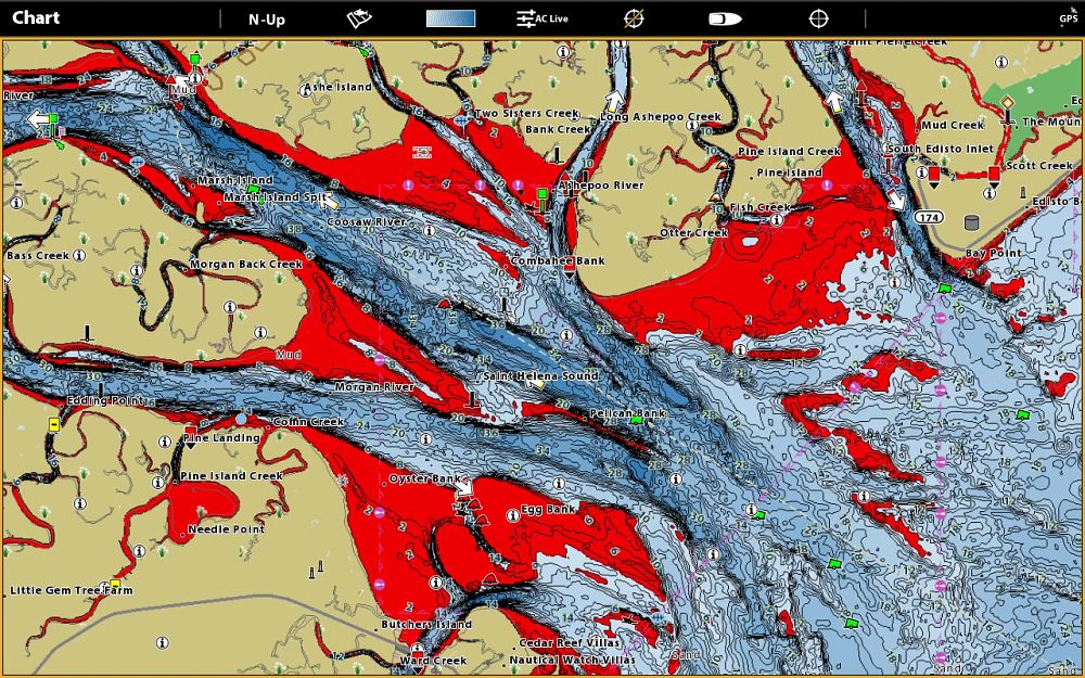 Zoomed in image of Humminbird's CoastMaster mapping technology